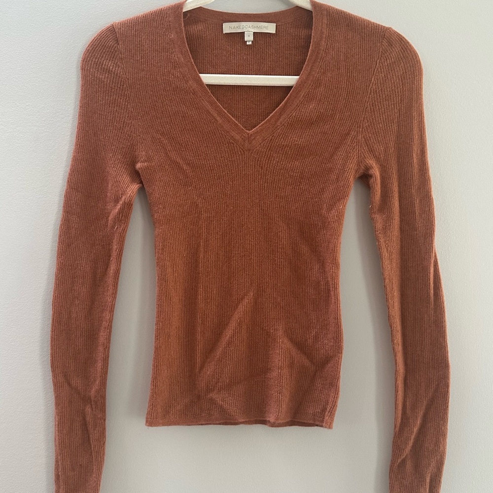NakedCashmere Terracotta Ribbed Sweater
